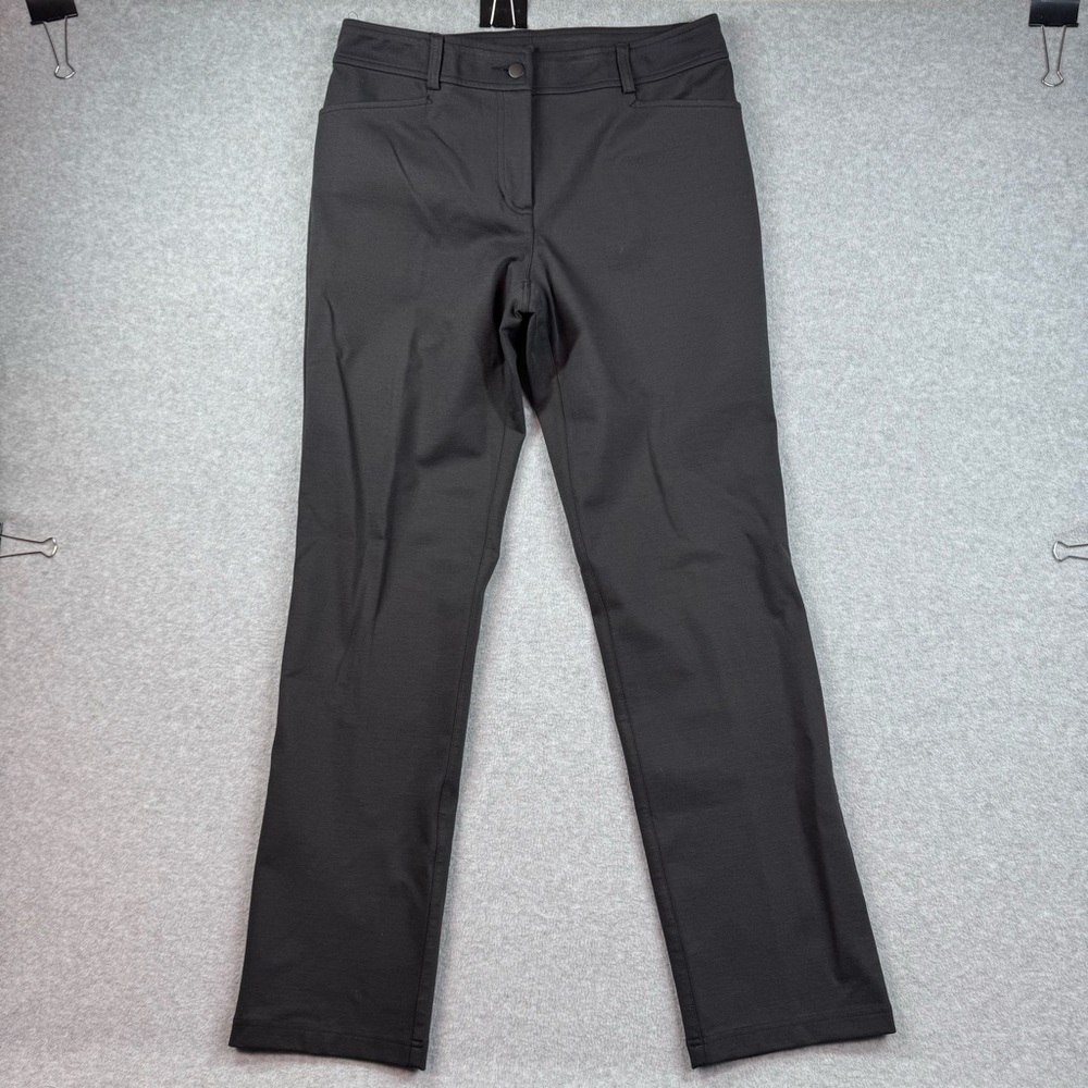 EILEEN FISHER Black Ponte Stretch Knit Trouser Pants Size S Straight Leg Pockets